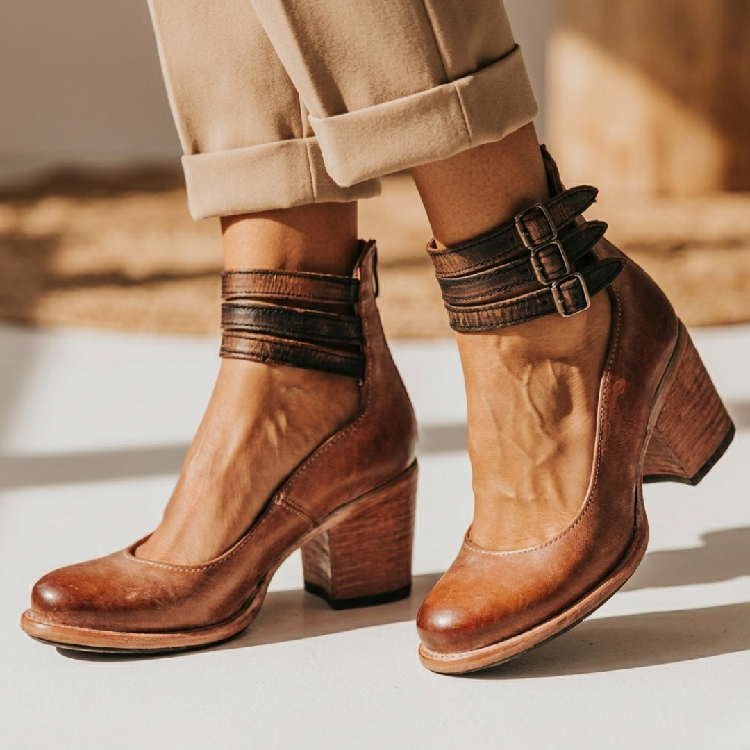 Milena - Zapatos de tacón de cuero cómodos