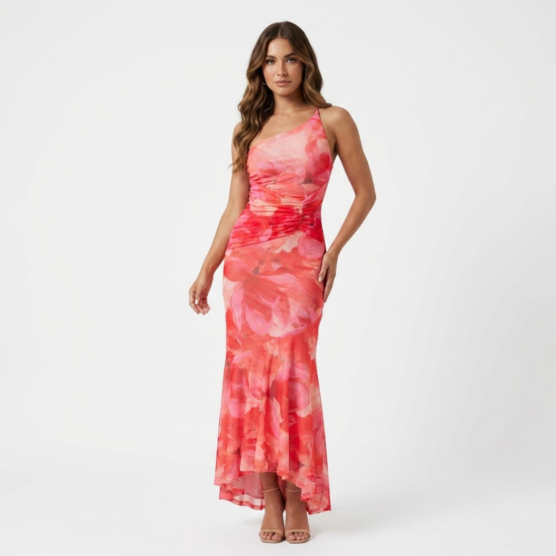 Melina - Vestido con hombro plisado