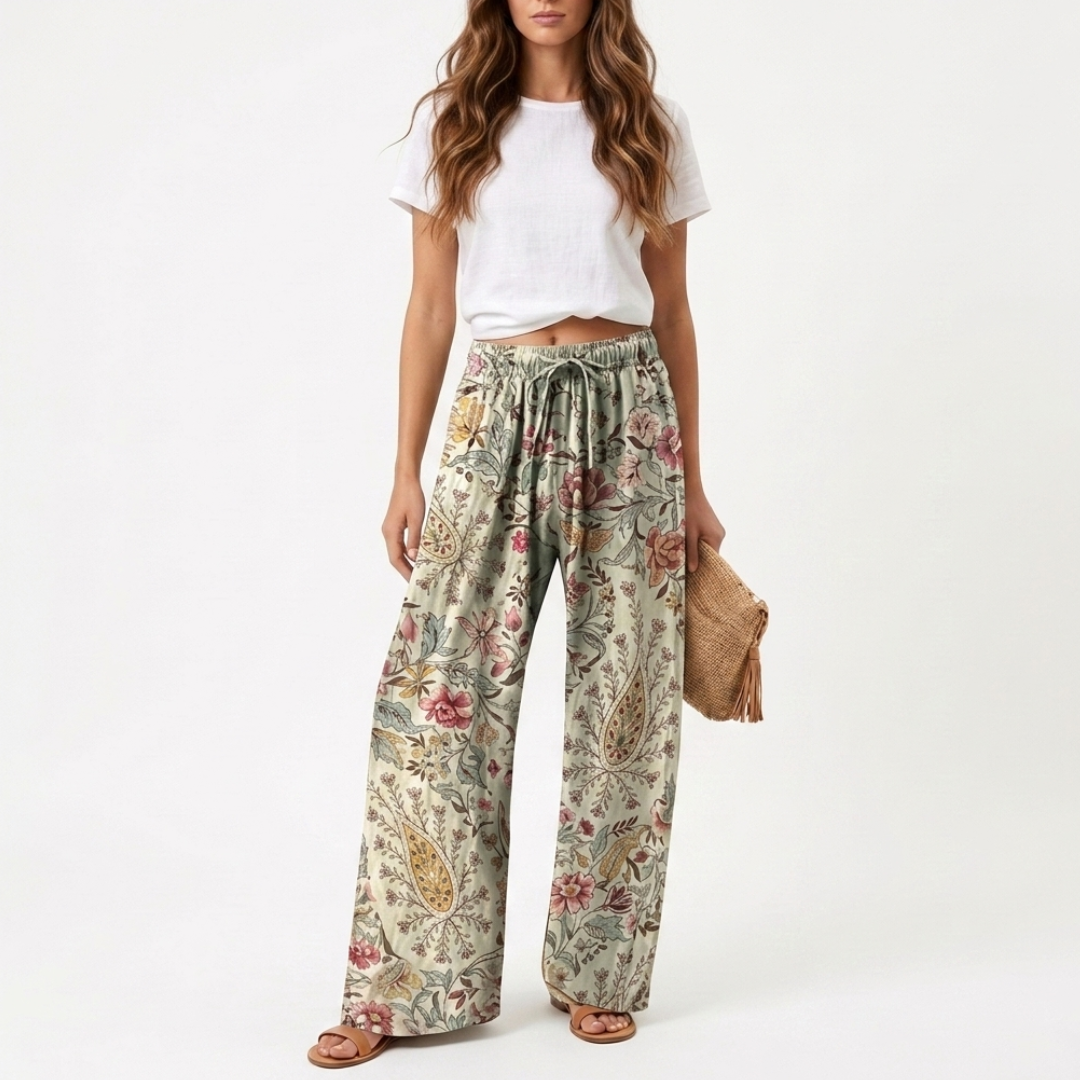 Agnes - Pantalón de cintura alta con flores
