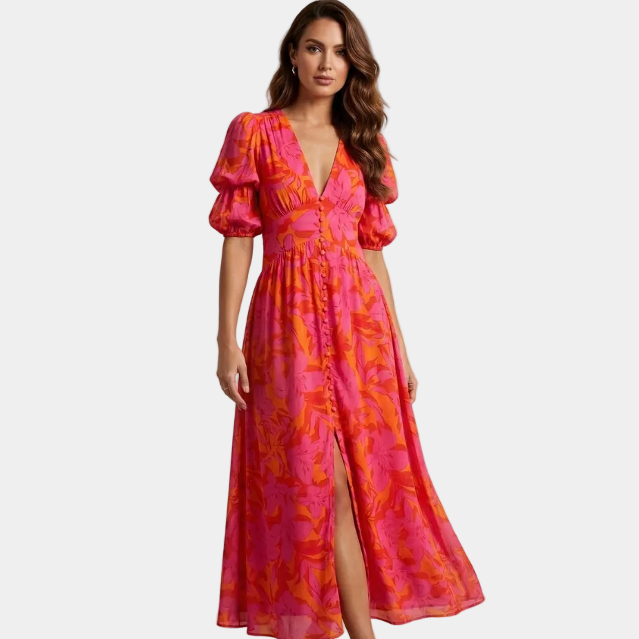 Elena - Vestido maxi con escote profundo.