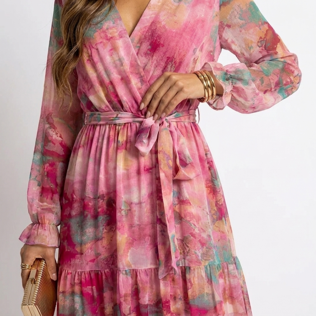 Luzia - Vestido con diseño cruzado y estampado floral