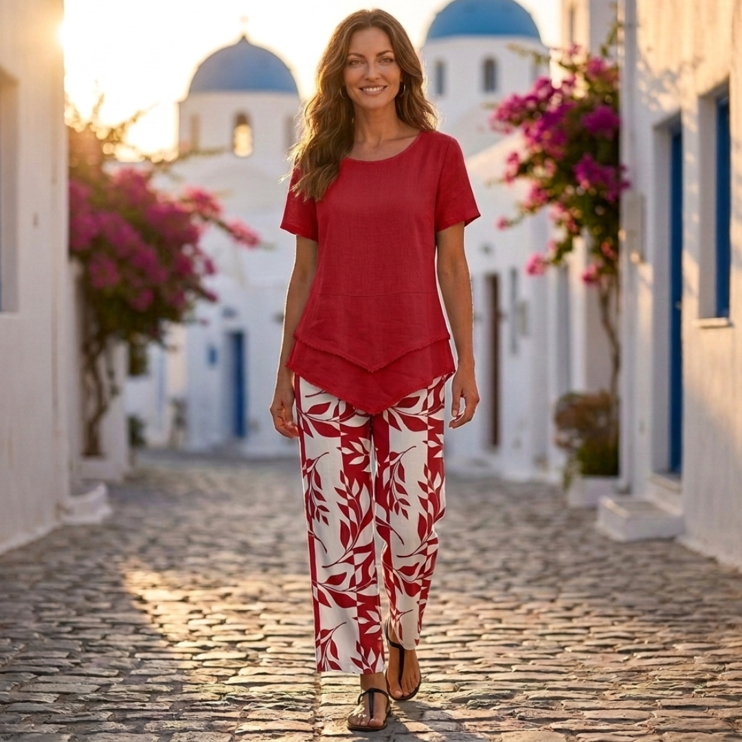 Nicole - Conjunto que combina blusa y pantalón.
