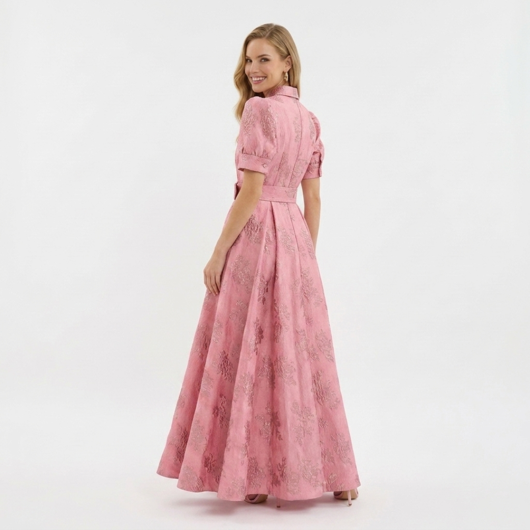 Eliza - Vestido fucsia de manga corta