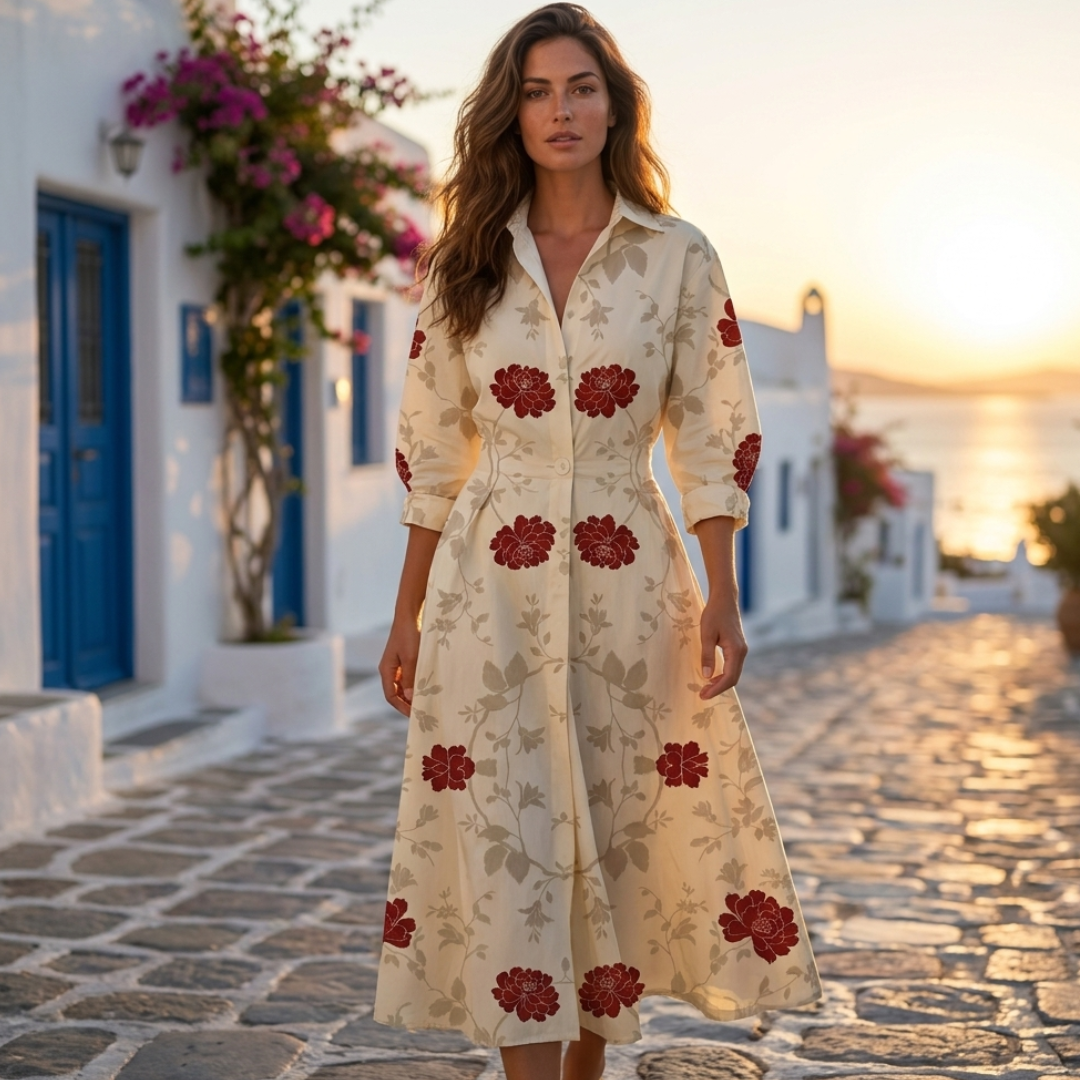Lana - Vestido de algodón elegante con cuello