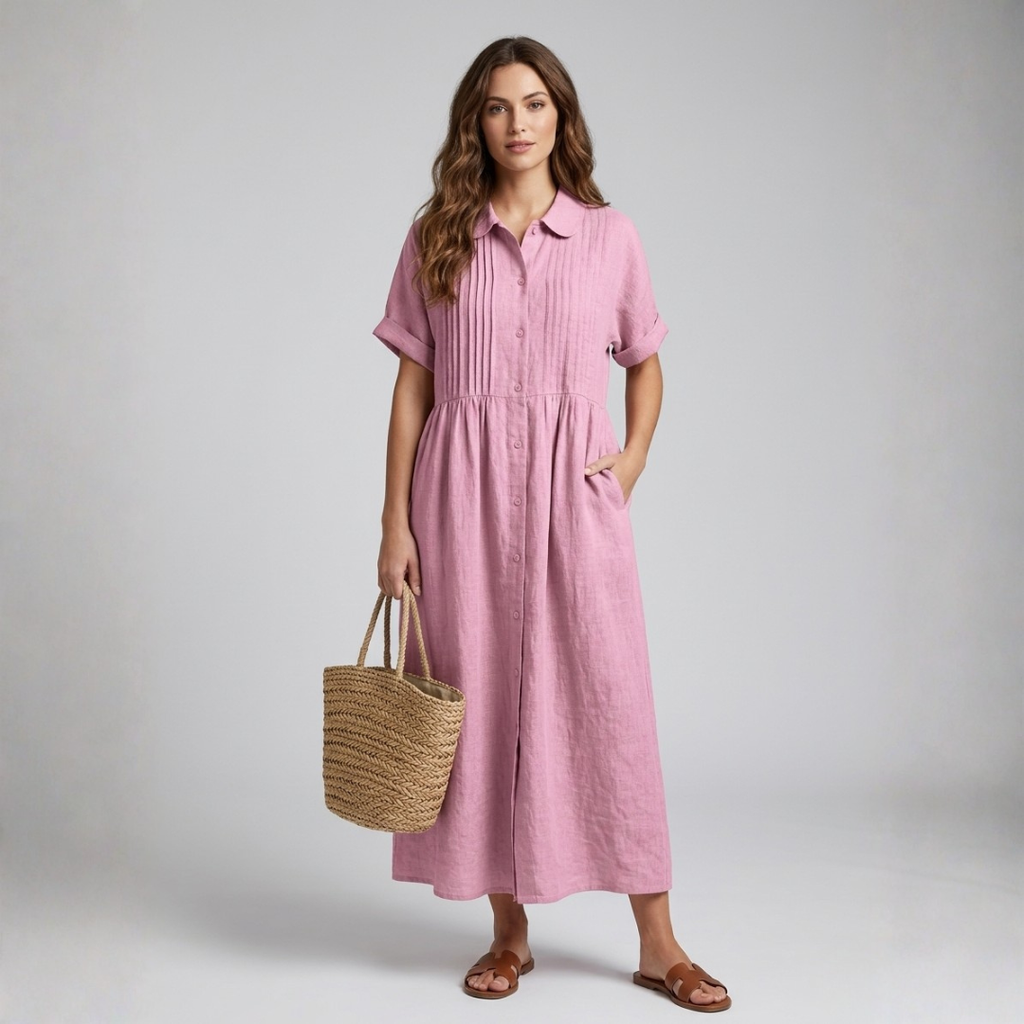 Electra - Vestido camisero de algodón desenfadado