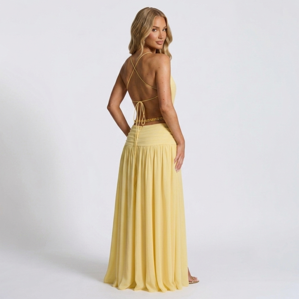 Melina - Maxi Bata con Escote Profundo