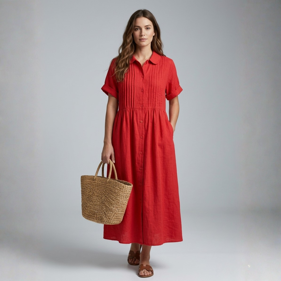 Electra - Vestido camisero de algodón desenfadado