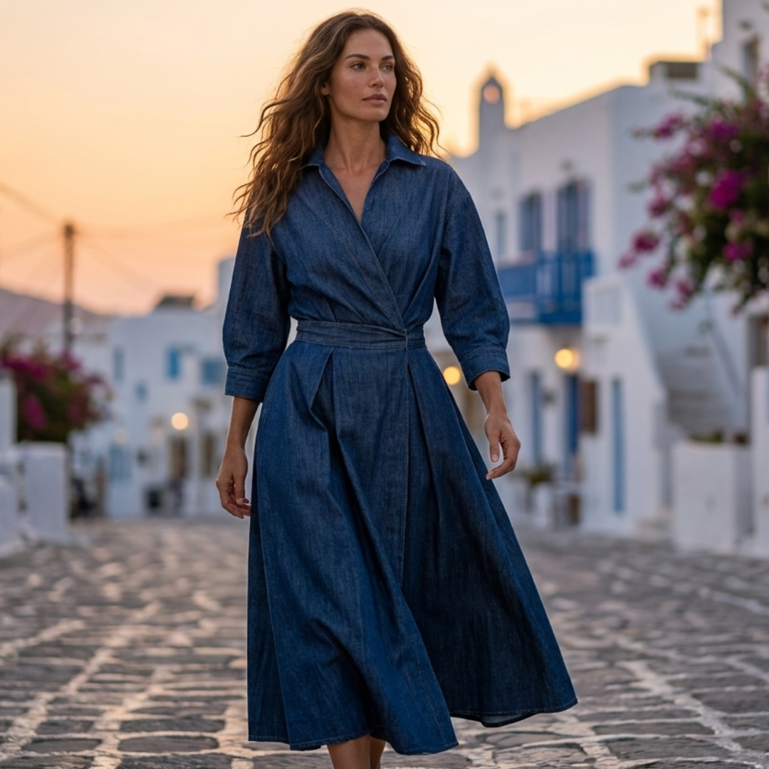 Lana - Vestido de algodón elegante con cuello