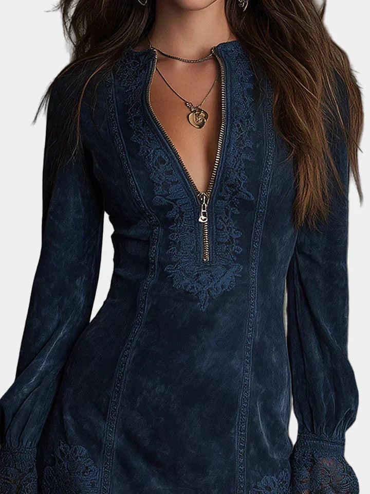 Anastasia - Vestido mini de ante con encaje