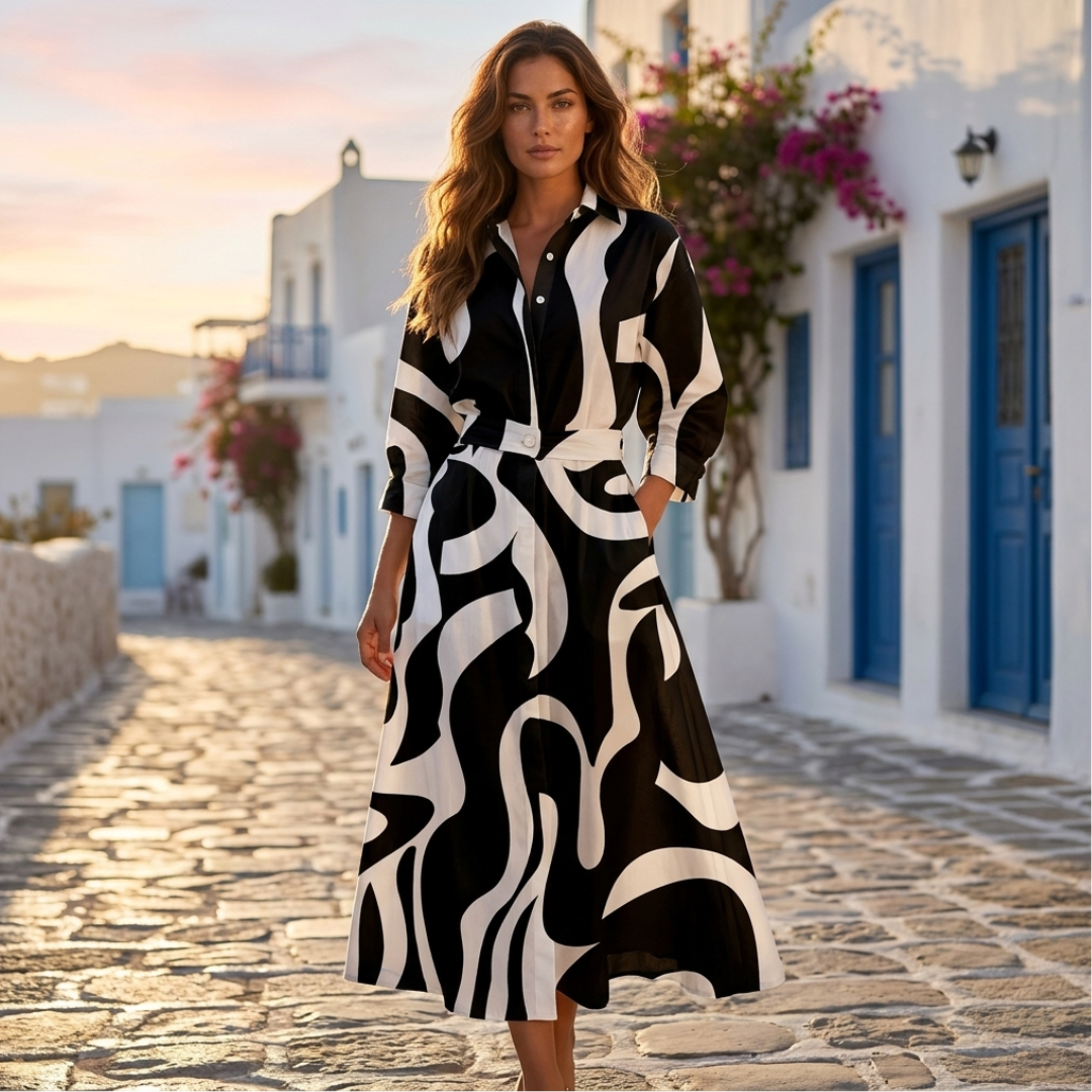 Lana - Vestido de algodón elegante con cuello
