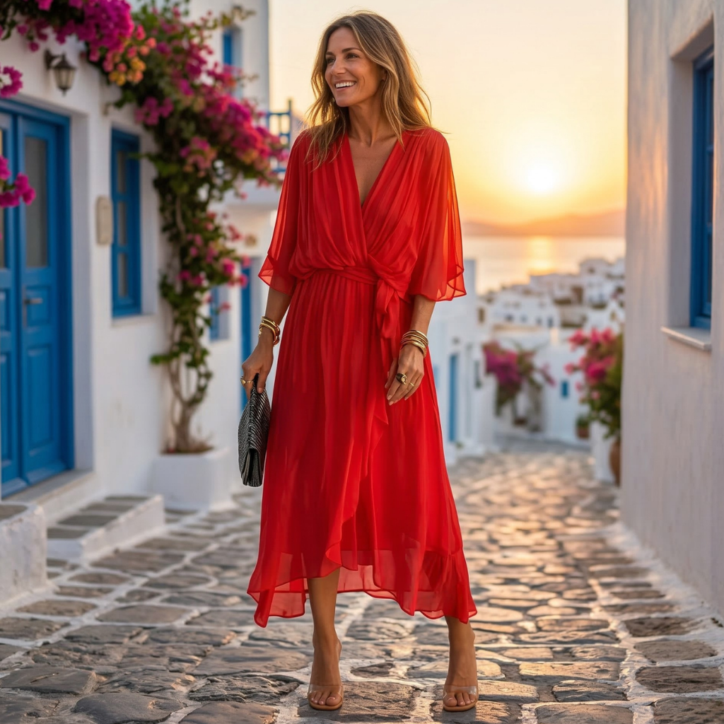 Helena - Vestido con escote en V amplio