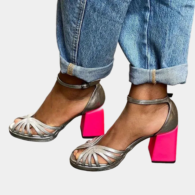 Zoe - Sandalias bicolor con tobillo