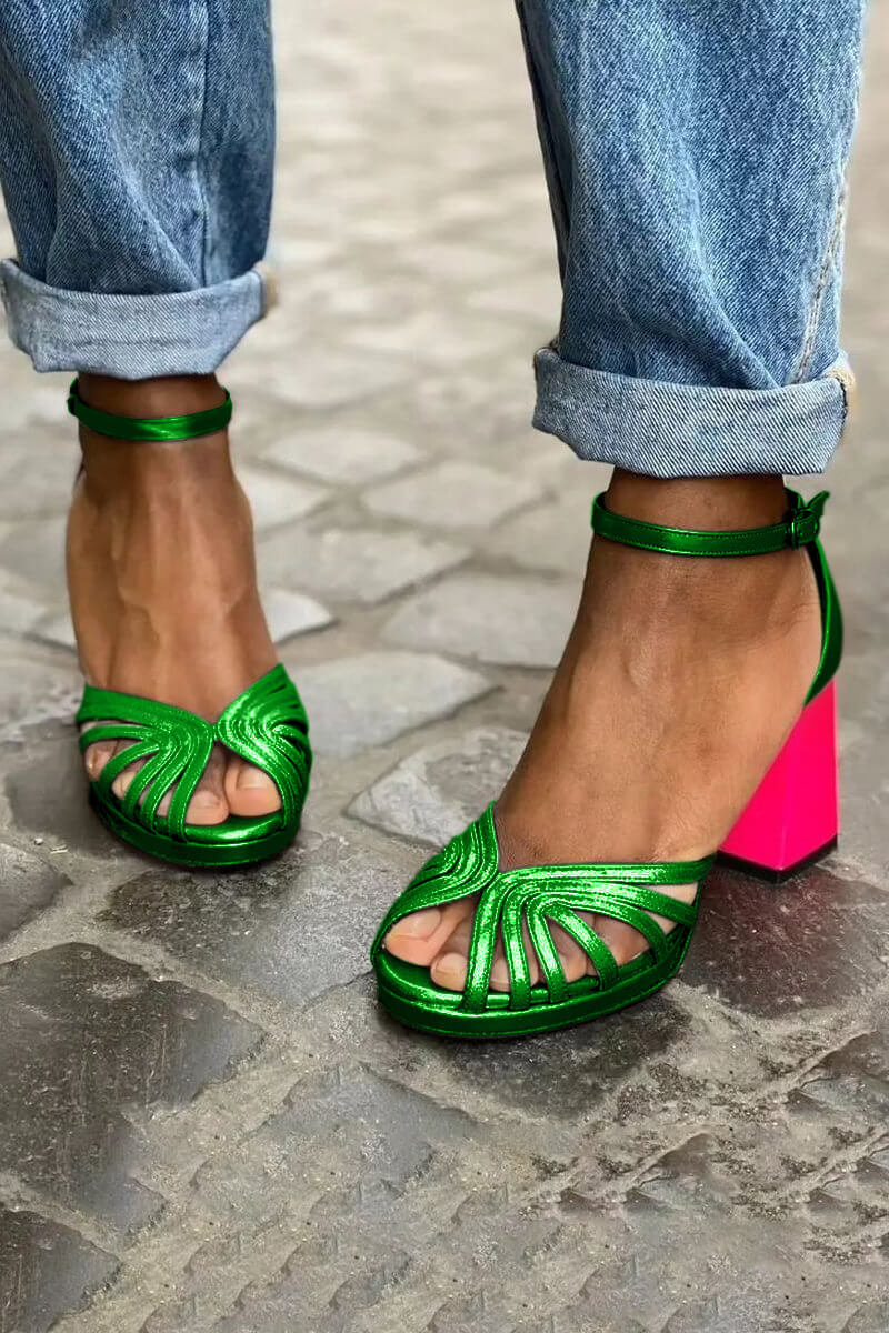 Zoe - Sandalias bicolor con tobillo