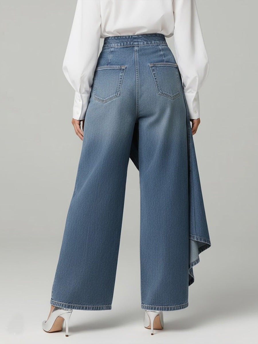 Martina | Jeans de cintura alta y pierna ancha, ajuste relajado en un diseño elegante