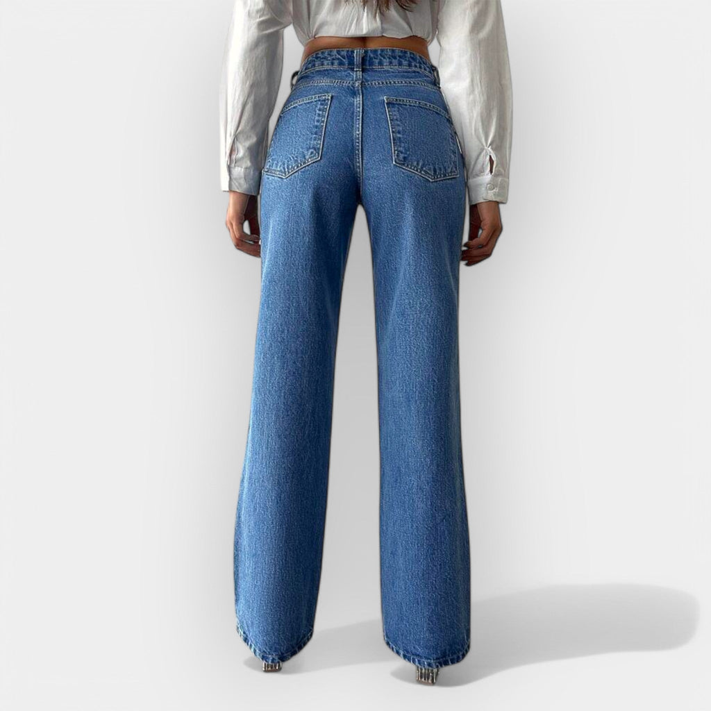 Jeans de Cintura Alta con Corte Amplio