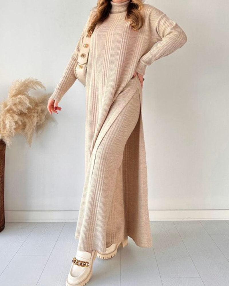 Vestido Largo de Punto con Corte Holgado