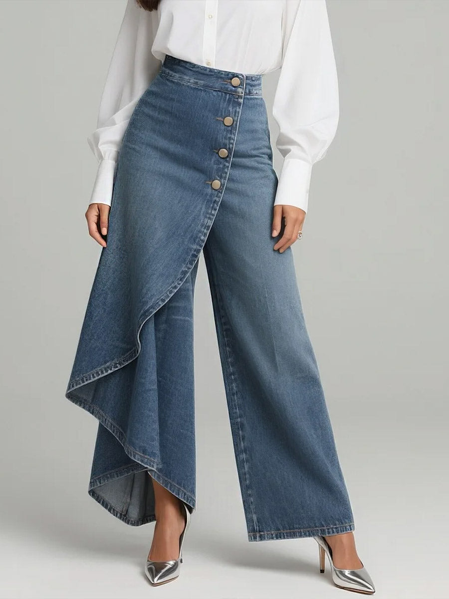 Martina | Jeans de cintura alta y pierna ancha, ajuste relajado en un diseño elegante