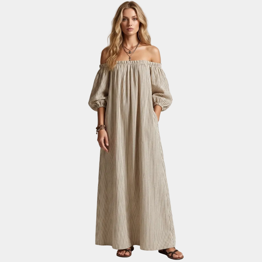 Aura - Vestido Maxi de Lino y Algodón