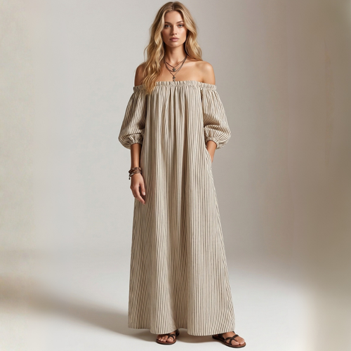 Aura - Vestido Maxi de Lino y Algodón