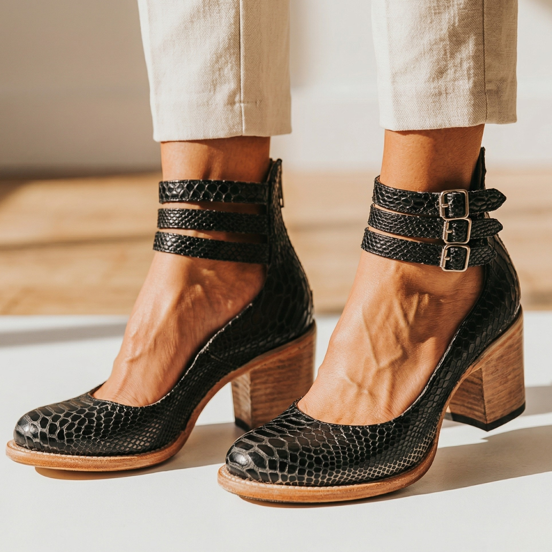 Milena - Zapatos de tacón de cuero cómodos