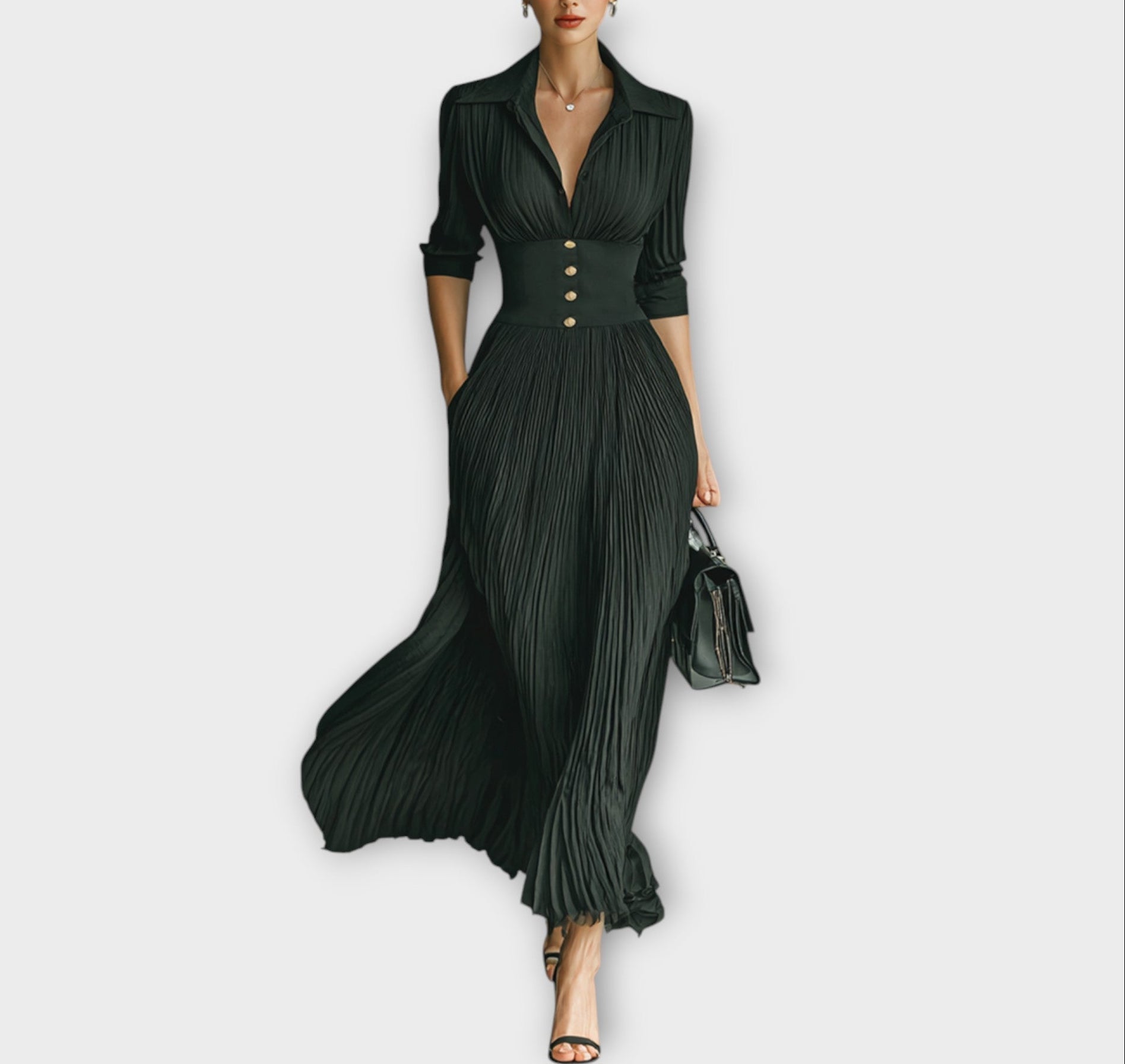 Vestido largo con elegancia refinada