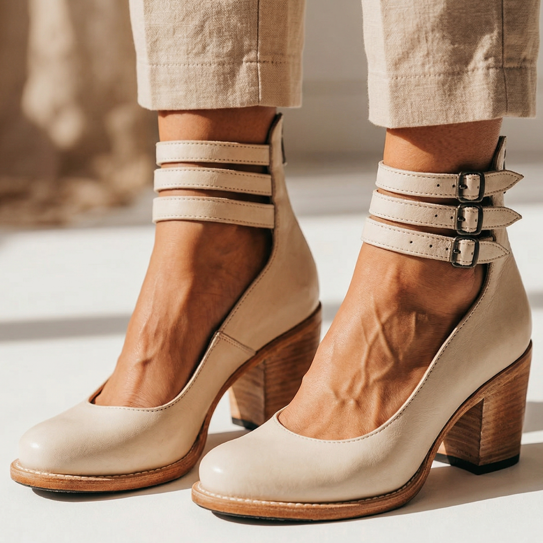 Milena - Zapatos de tacón de cuero cómodos
