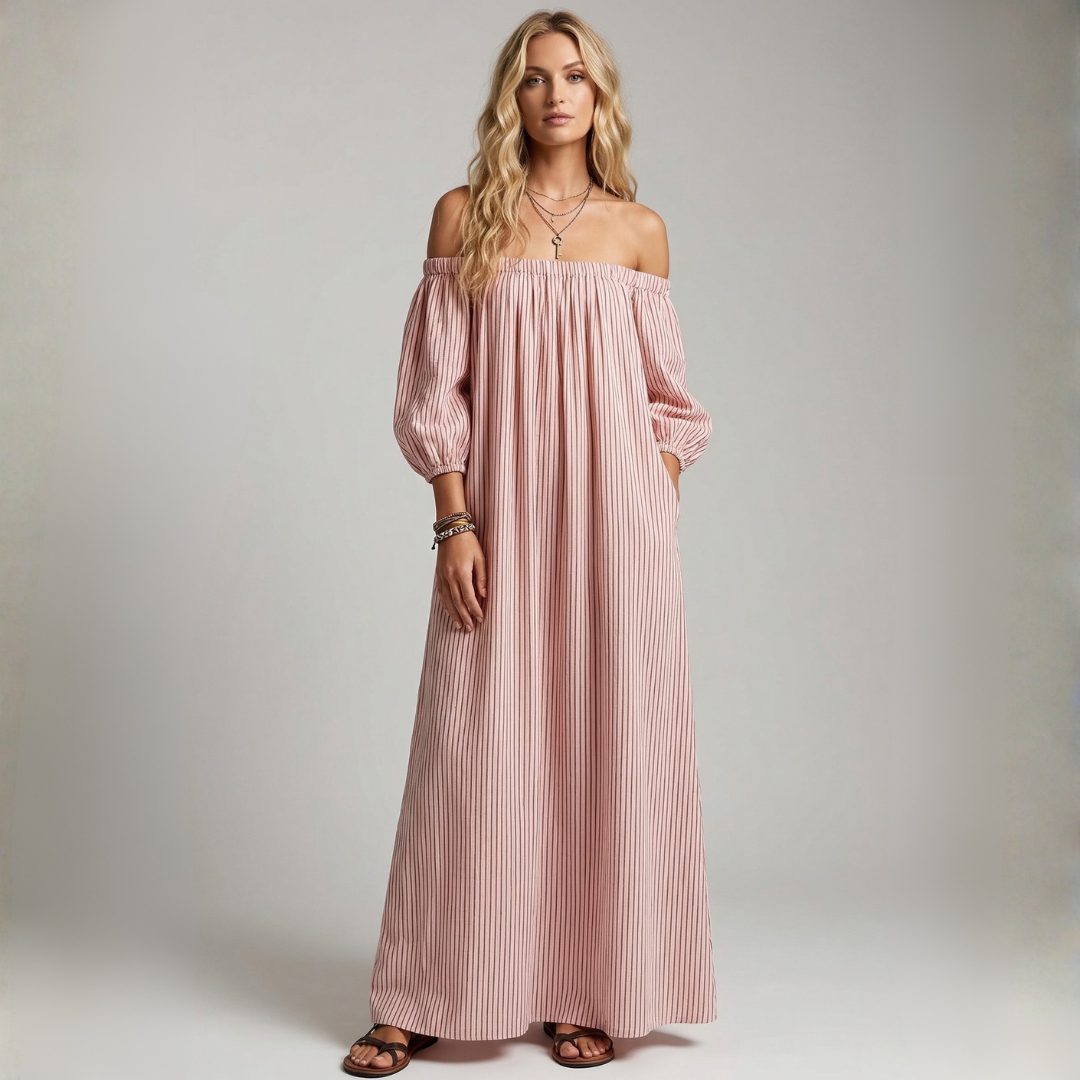 Aura - Vestido Maxi de Lino y Algodón