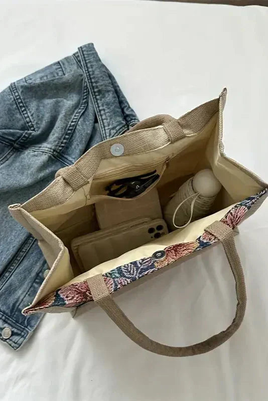Bolsa Taila de Jabón Indio con Diseño Floral y Diseño Ecológico
