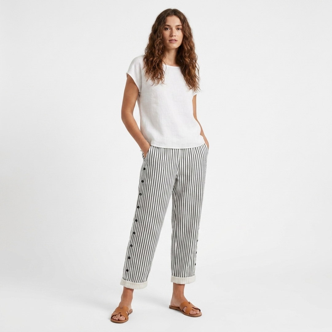 Cibele - Pantalón a rayas con botones