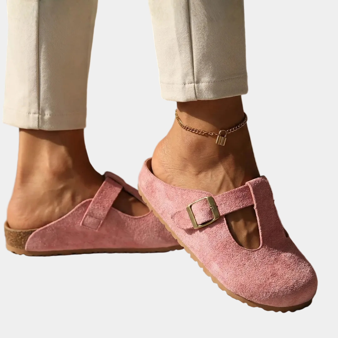 Têmis - Zuecos cómodos con hebilla minimalista