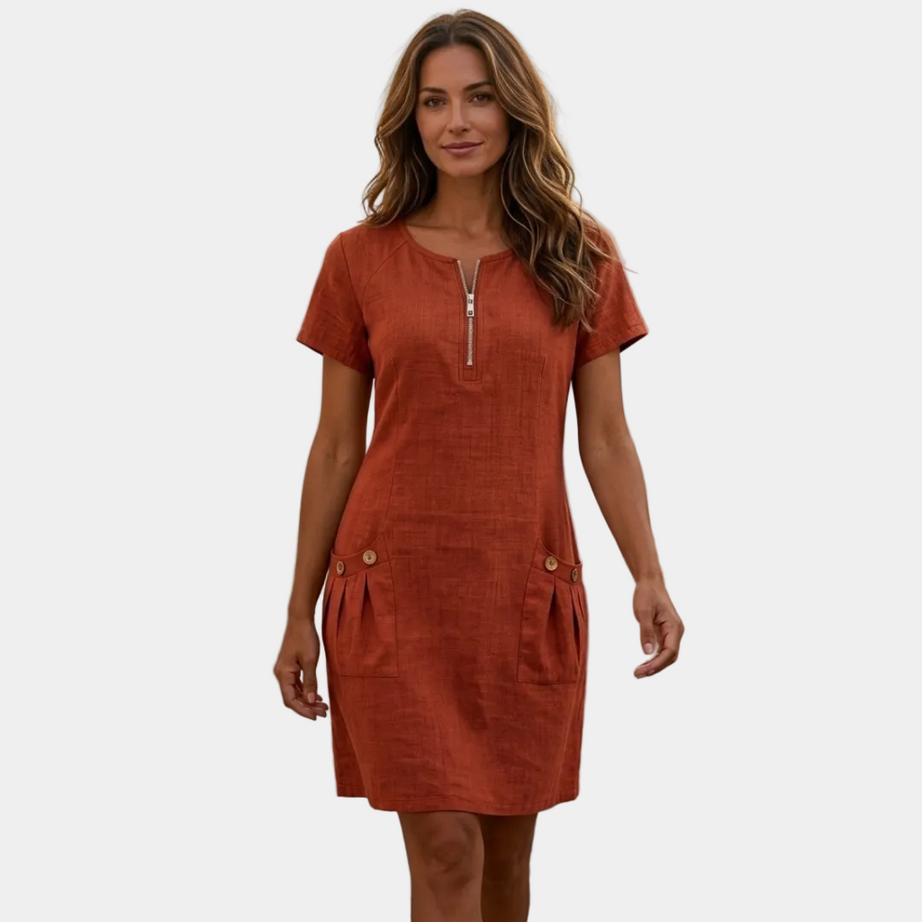 Ágata - Vestido corto con cremallera y bolsillos