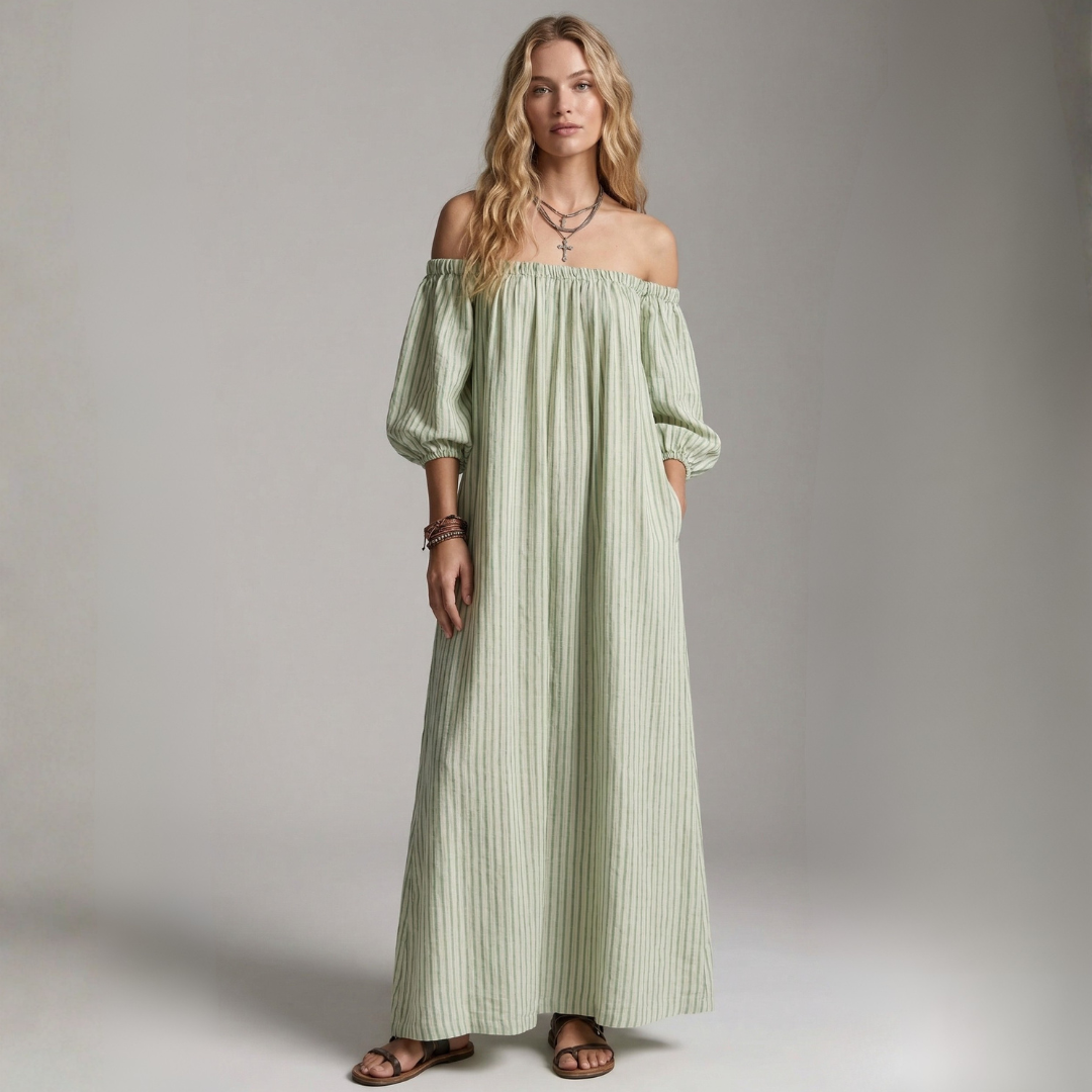 Aura - Vestido Maxi de Lino y Algodón