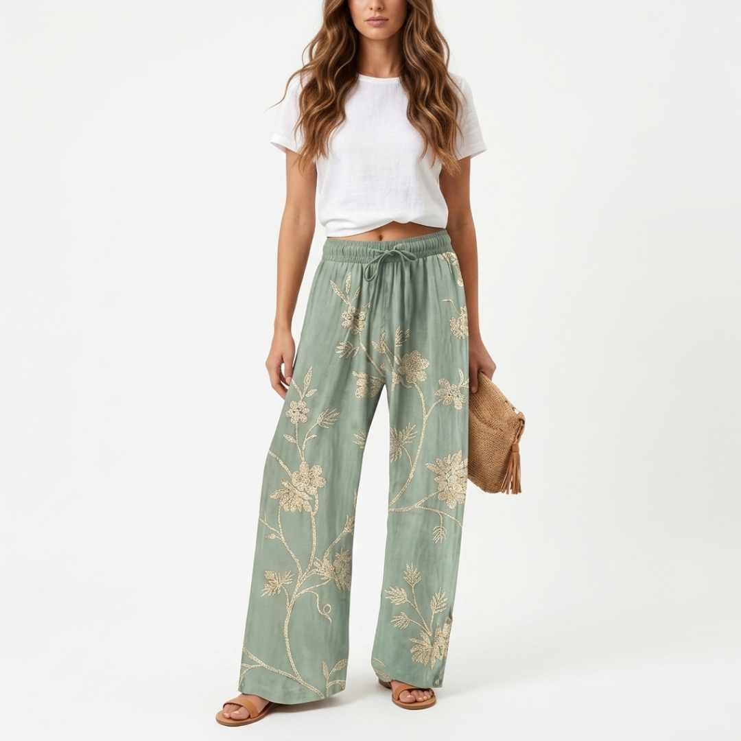 Agnes - Pantalón de cintura alta con flores