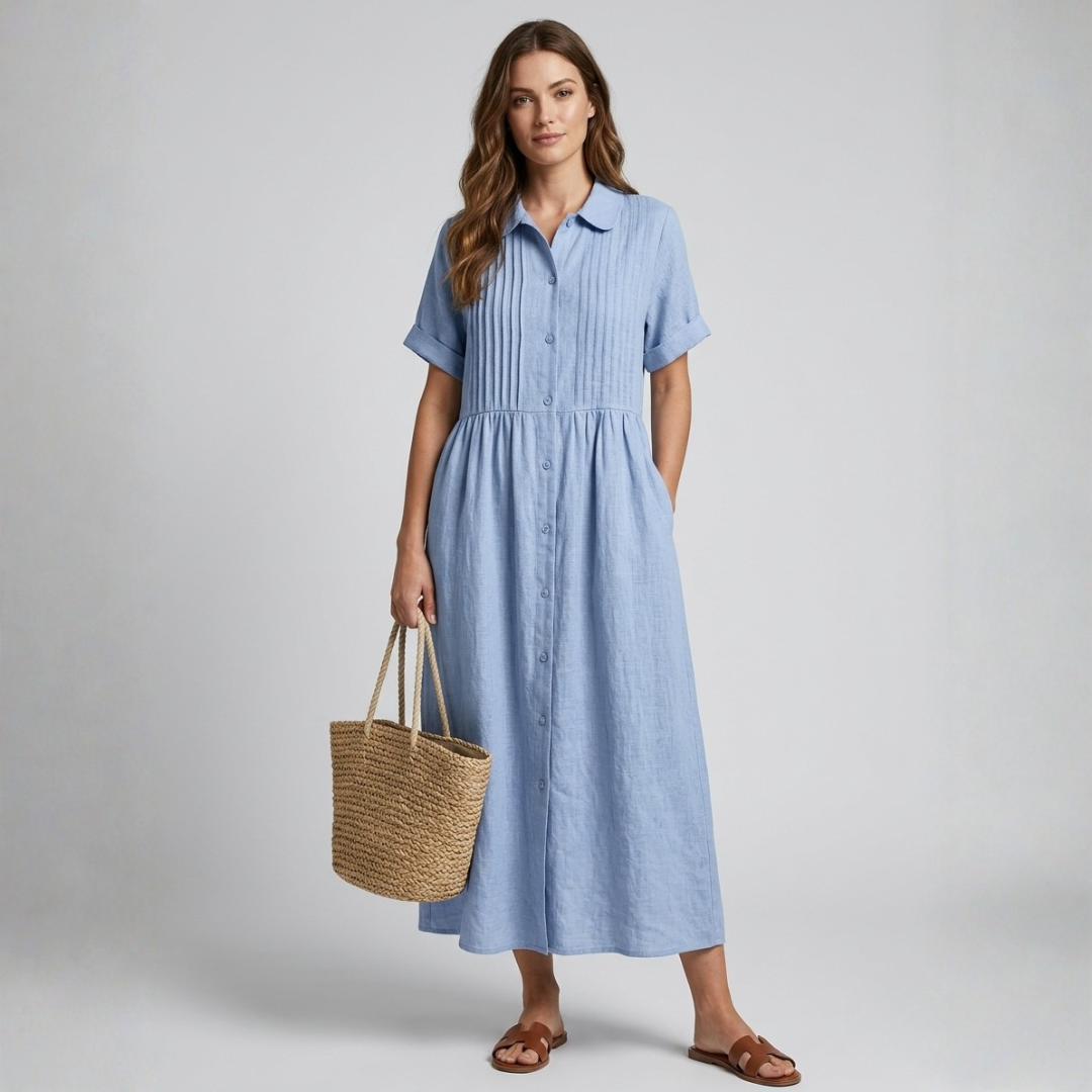Electra - Vestido camisero de algodón desenfadado