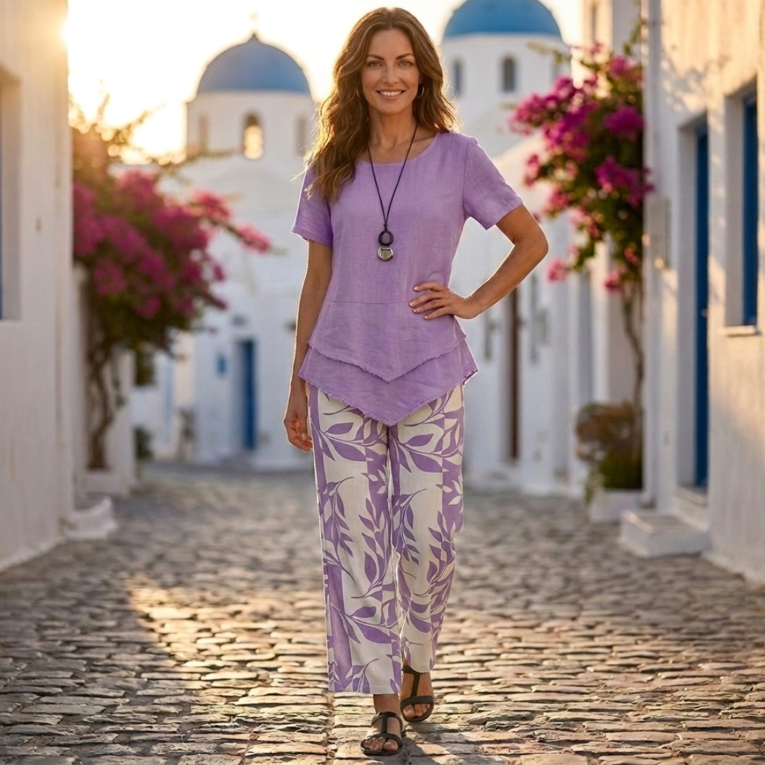 Nicole - Conjunto que combina blusa y pantalón.