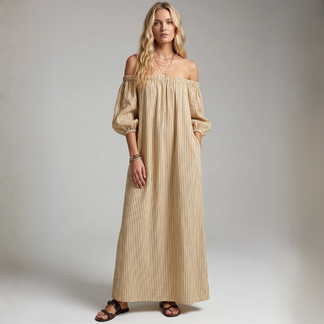 Aura - Vestido Maxi de Lino y Algodón