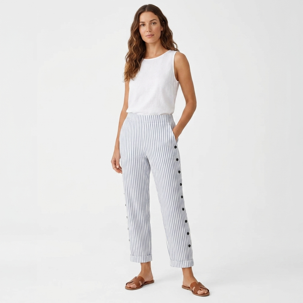 Cibele - Pantalón a rayas con botones