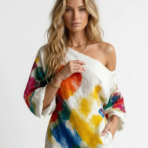 Andreza - Vestido artístico de un solo hombro
