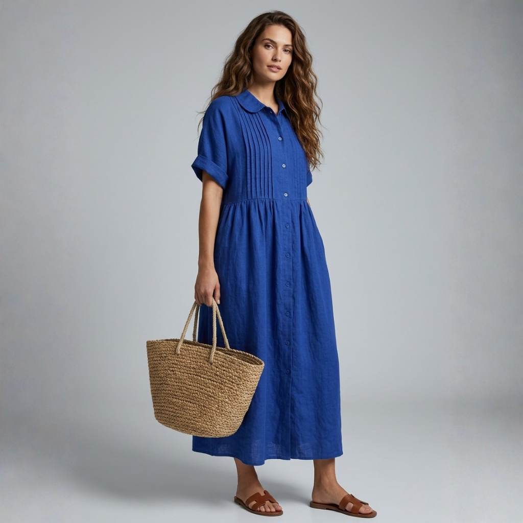 Electra - Vestido camisero de algodón desenfadado