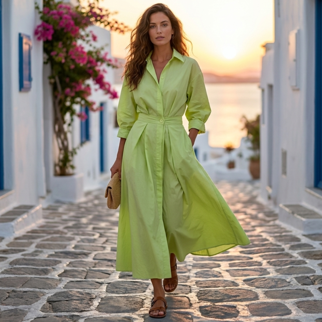 Lana - Vestido de algodón elegante con cuello