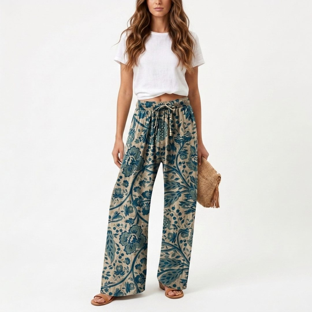 Agnes - Pantalón de cintura alta con flores