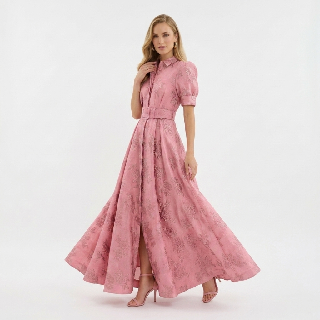 Eliza - Vestido fucsia de manga corta