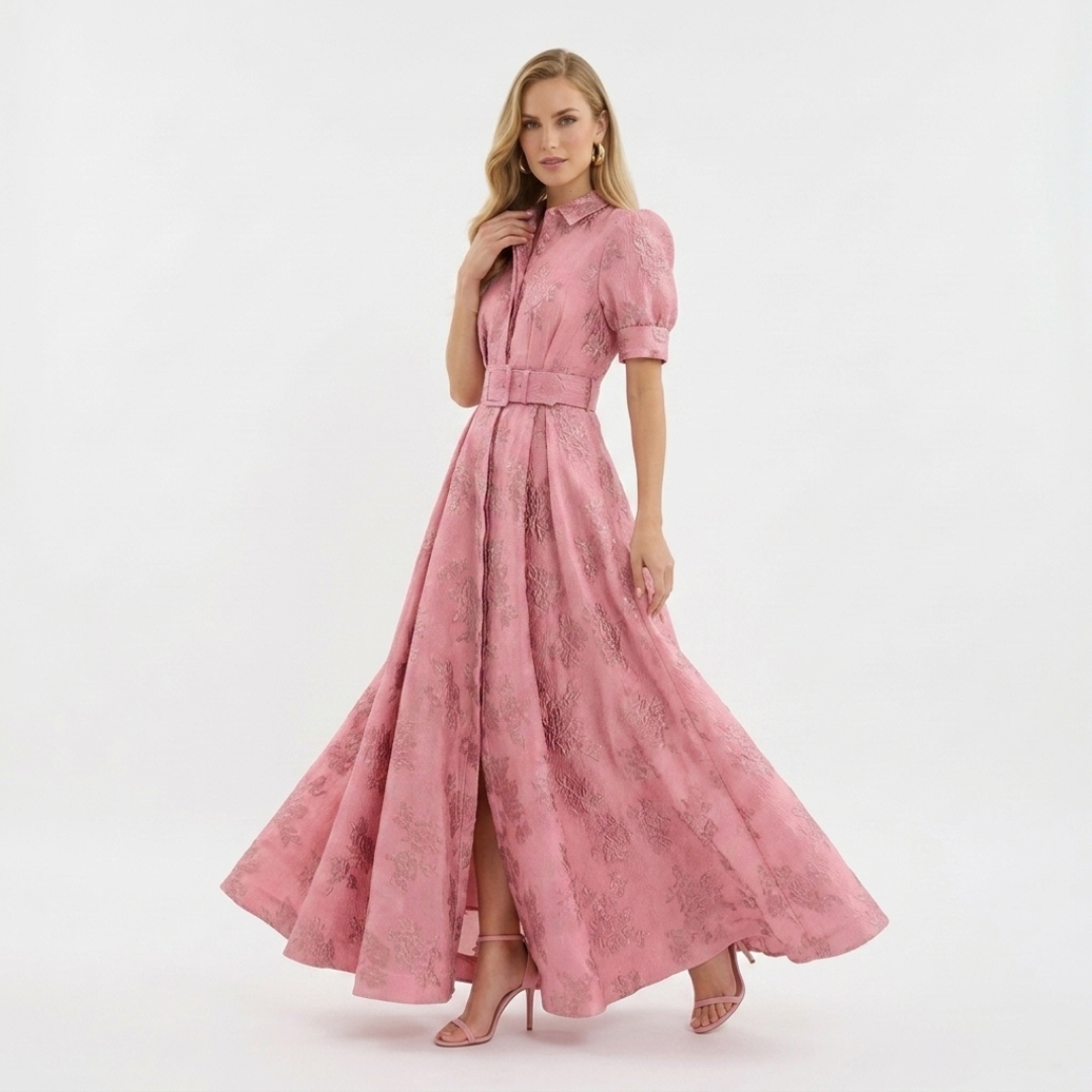 Eliza - Vestido fucsia de manga corta