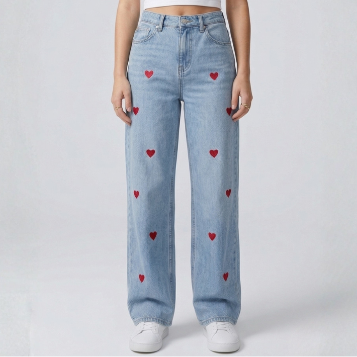 Serena - Pantalón con estampado de corazones