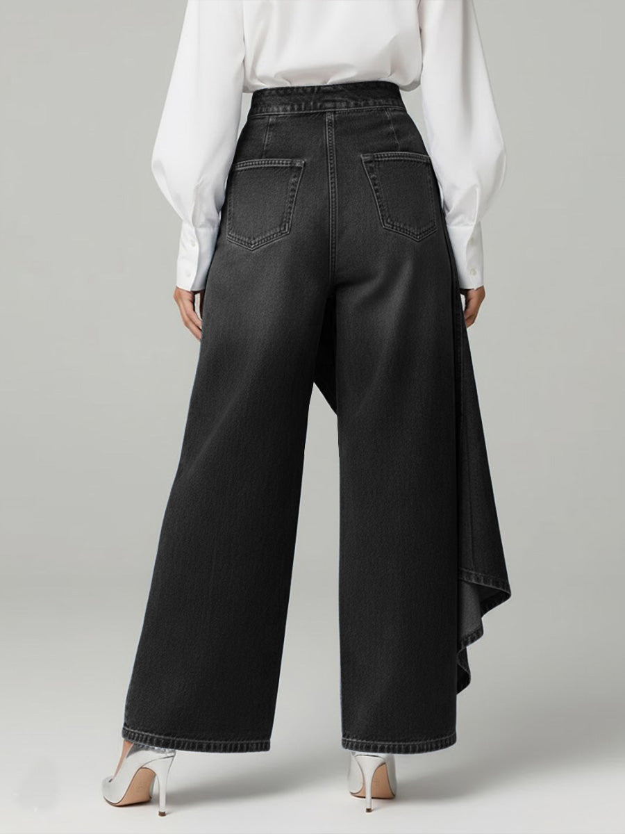 Martina | Jeans de cintura alta y pierna ancha, ajuste relajado en un diseño elegante