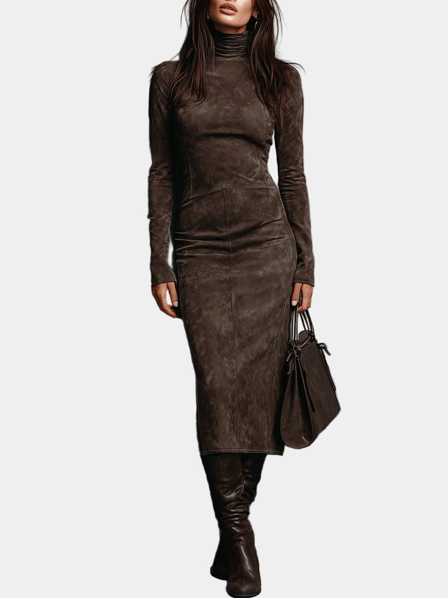 Angeliki - Vestido midi marrón