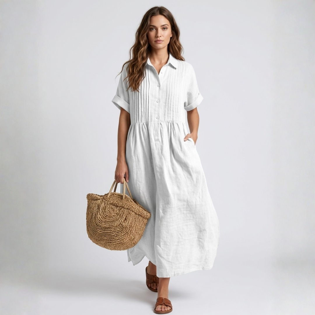 Electra - Vestido camisero de algodón desenfadado