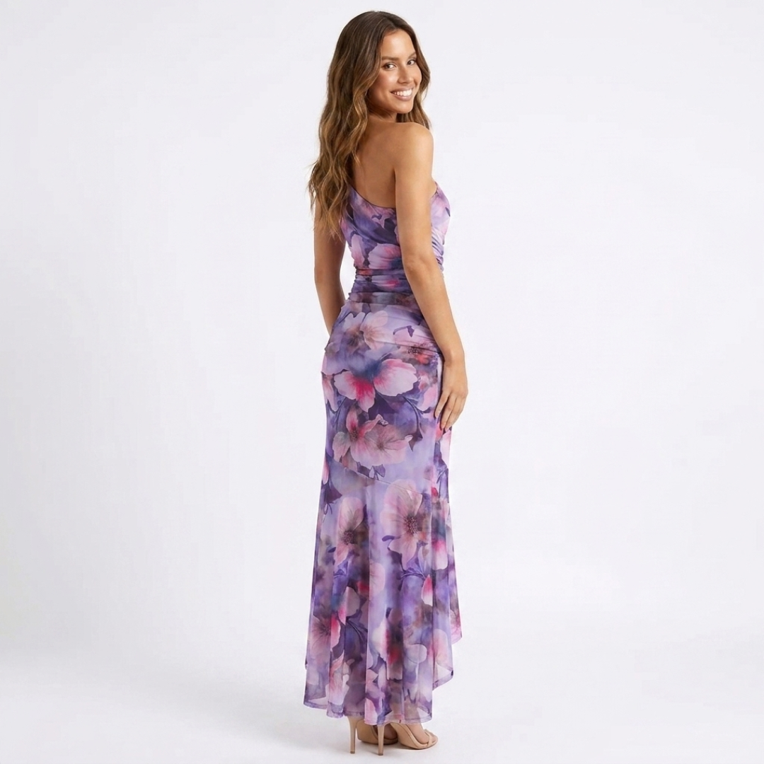Melina - Vestido con hombro plisado