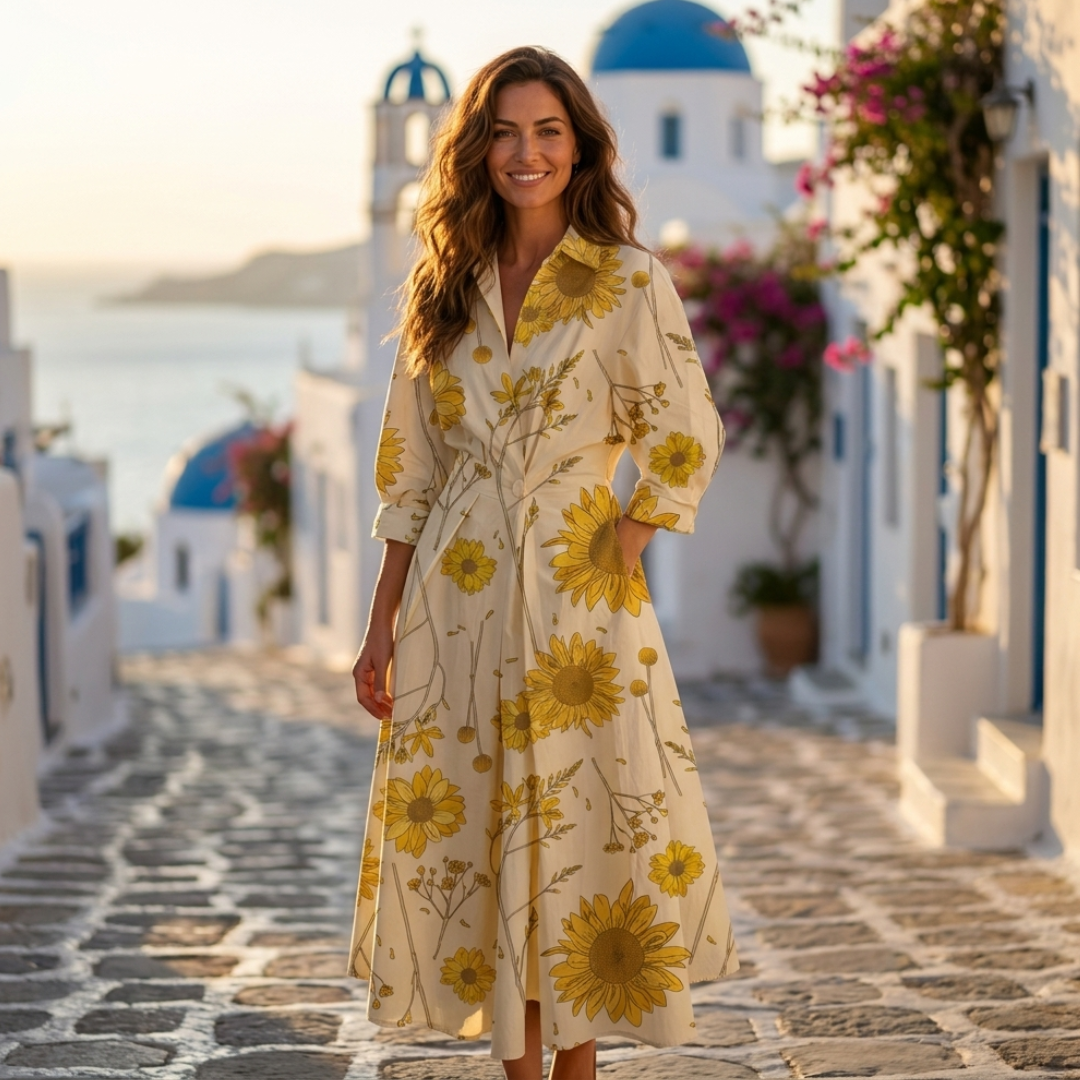Lana - Vestido de algodón elegante con cuello