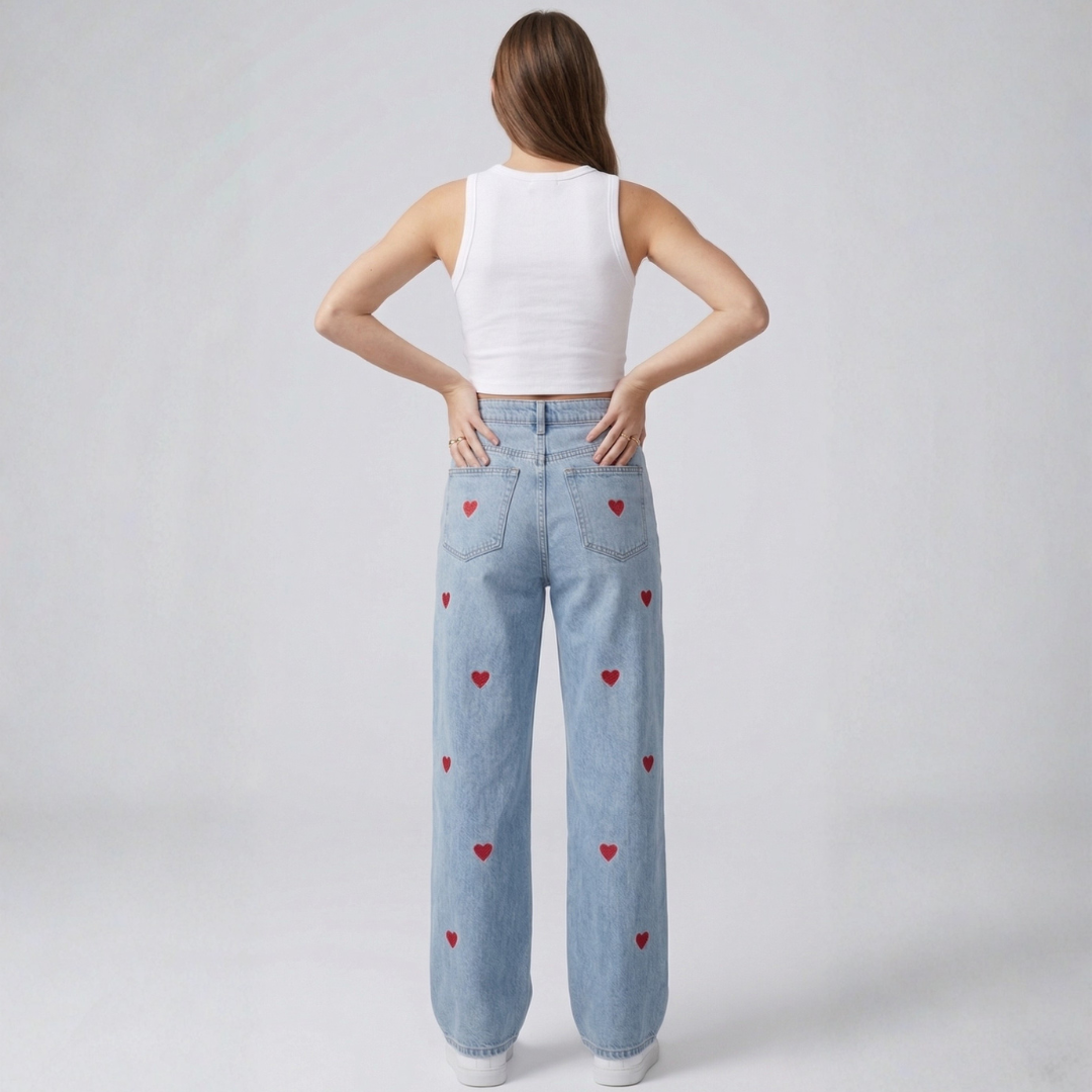 Serena - Pantalón con estampado de corazones